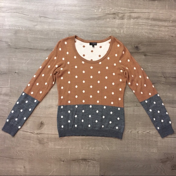 The Limited Sweaters - The Limited Wool Blend Polka Dot Sweater light Brown and gray
